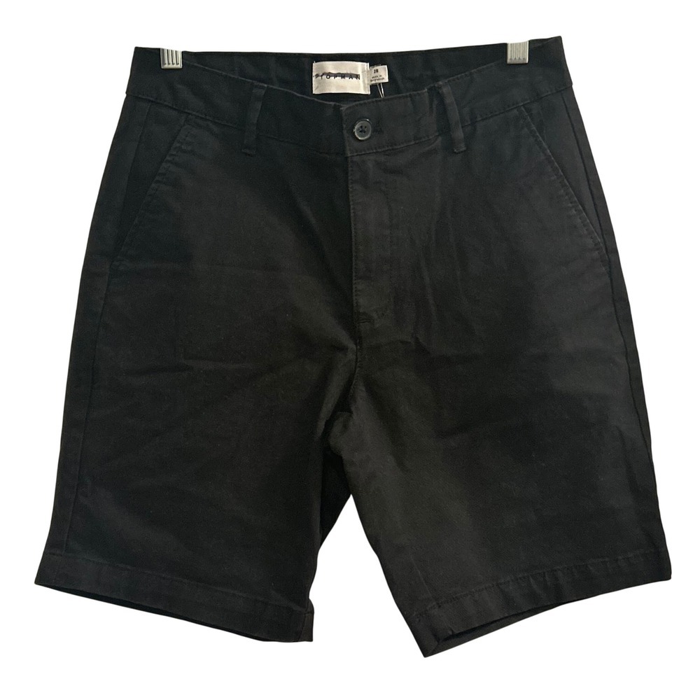 TOPMAN Black Flat Front Chino Shorts‎ Mens Size 28 MCMLXXVIII